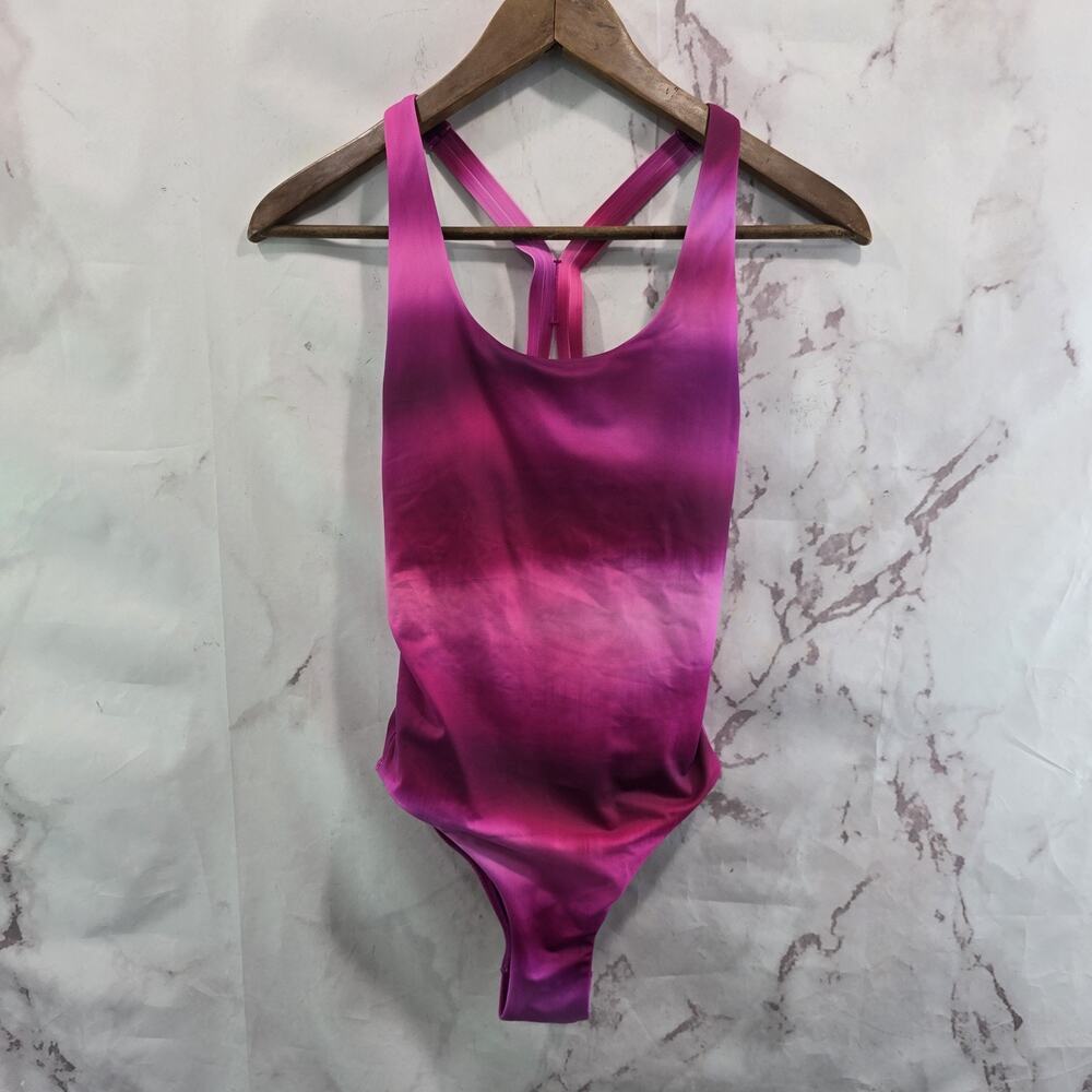 Athleta Swim Suit Womens XXS 2XS Pink Racerback Bathing One Piece Malibu Ombre